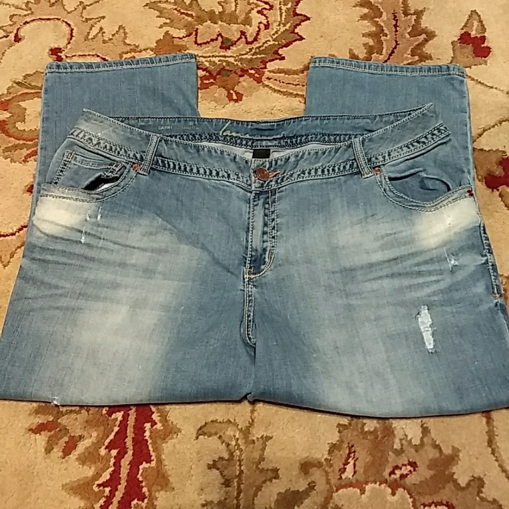Lane Bryant Genius Fit Distressed Jean Capris